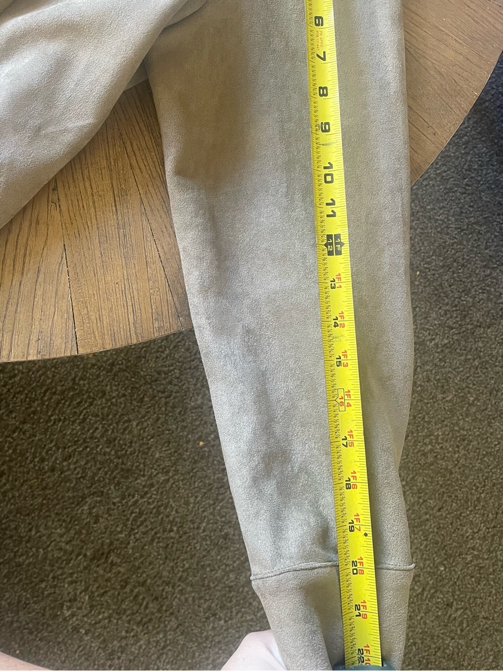 Olive-Taupe Faux Suede Button Jacket - Picture 6 of 7